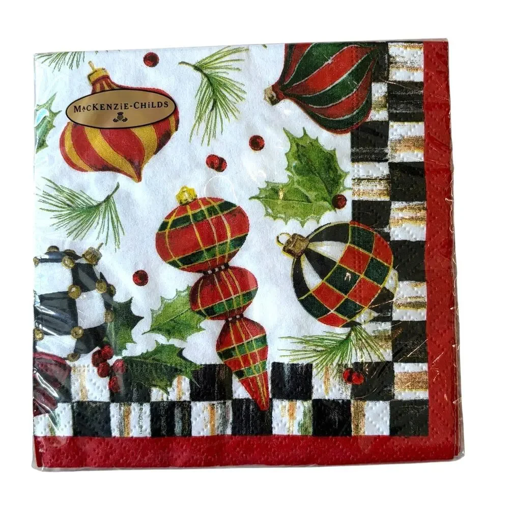 NEW MacKenzie Childs Deck The Halls Christmas Cocktail Paper Napkins